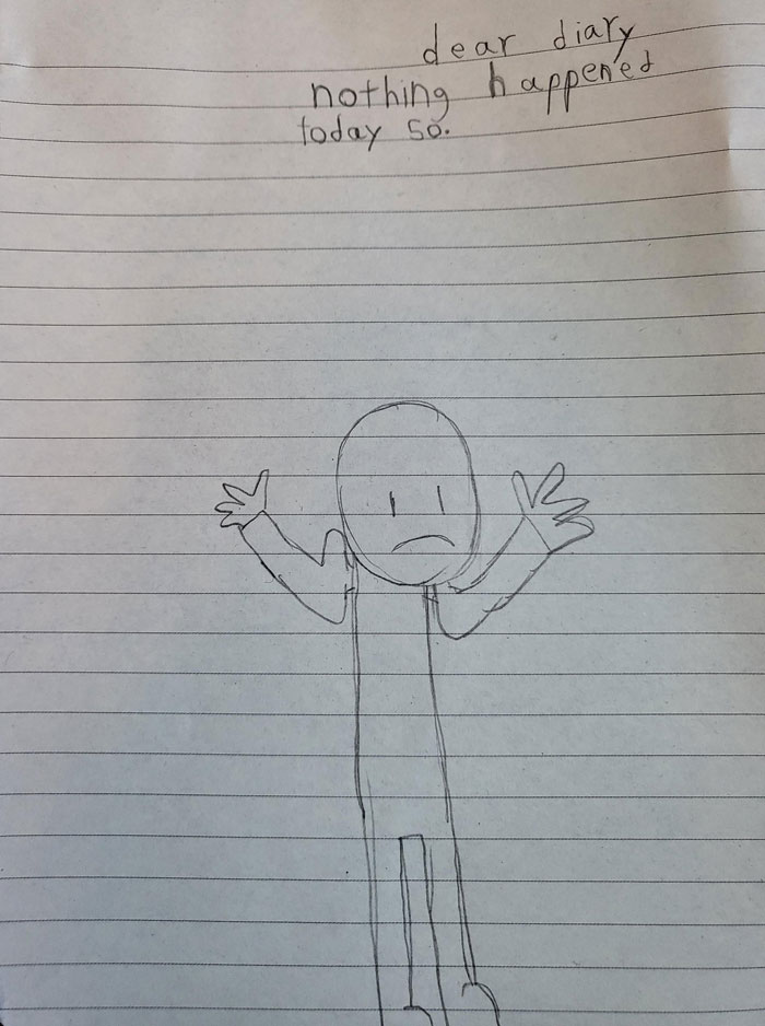 Mi hijo escribiendo su diario hoy