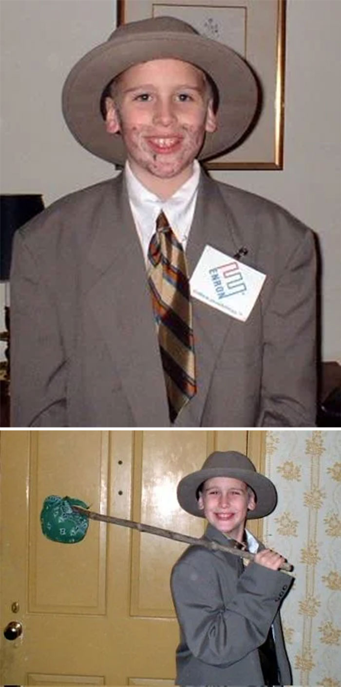 Cuando tenía nueve años, insistí en ser un empleado de Enron vagabundo para Halloween. La barba incipiente es rímel