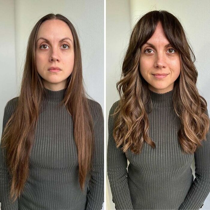 Mujer con cambio de look mostrando cómo un buen corte de pelo puede transformar su rostro y resaltar su belleza natural.