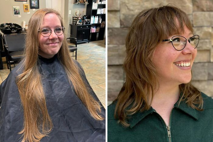 Mujer con cambio de look notable gracias a un buen corte de pelo que transforma su rostro y estilo personal.