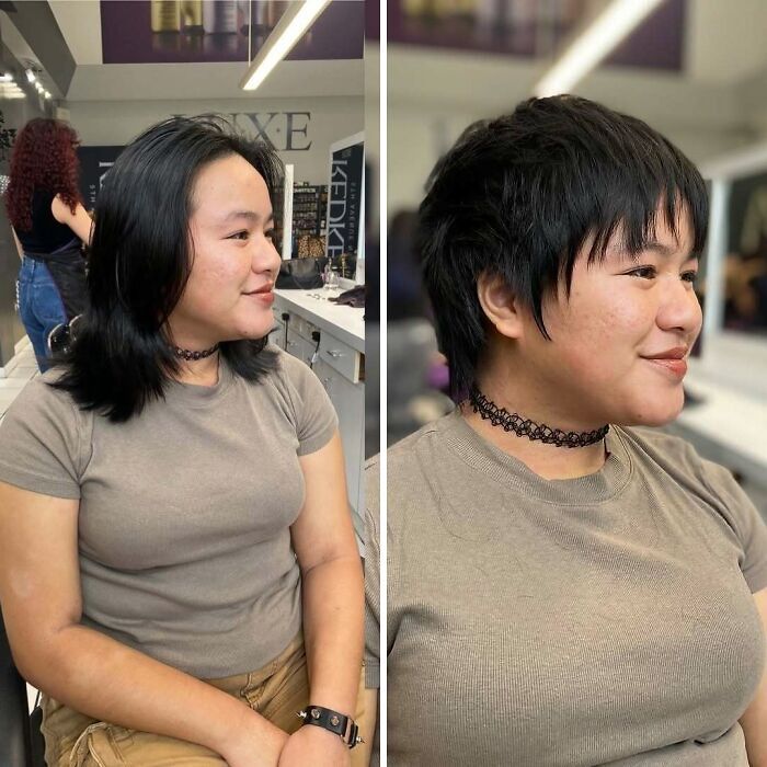 Cambio de look con corte de pelo corto mostrando cómo un buen corte de pelo puede transformar el rostro femenino.