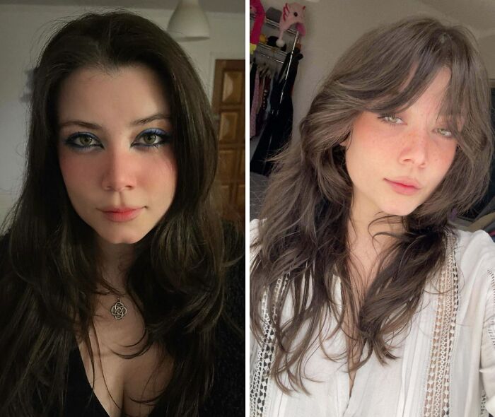 Mujer con cambio de look, mostrando cómo un buen corte de pelo puede transformar su rostro y estilo personal.