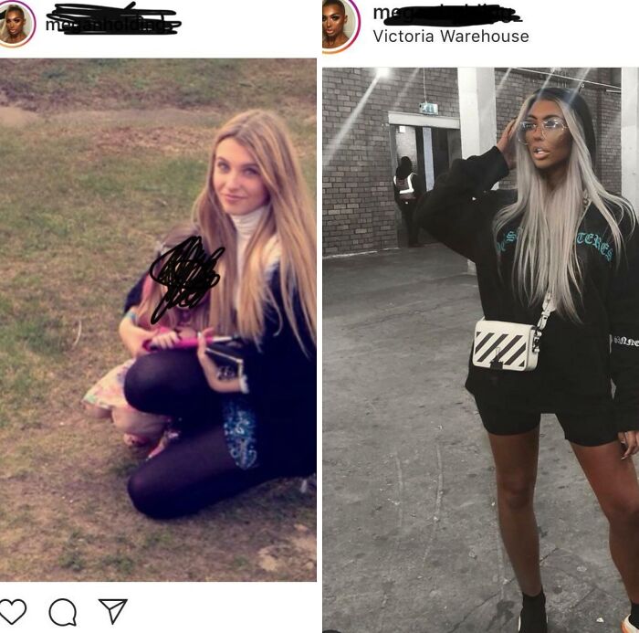 Una influencer posando en exteriores con atuendos llamativos.