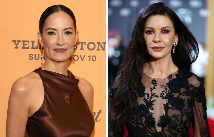 Dos mujeres famosas en eventos, ambas de la misma edad, con vestidos elegantes en alfombra roja.