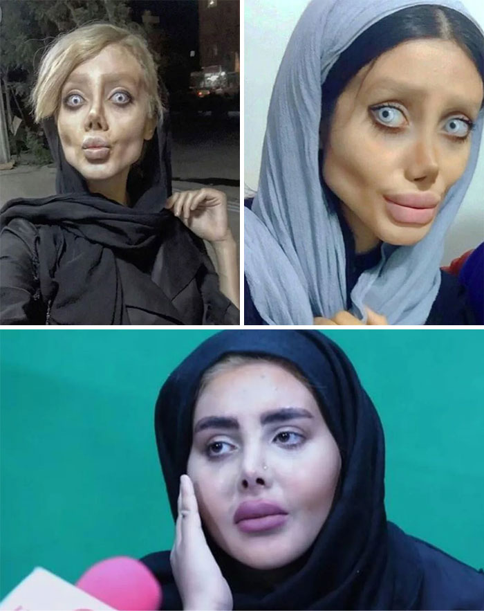 Collage mostrando la diferencia entre Instagram y realidad en las fotos de una mujer con hiyab.