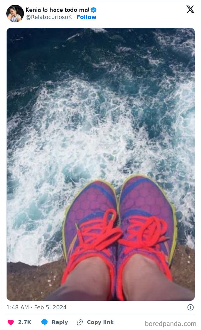 Shannon Nunez hizo esta foto justo antes de saltar desde un acantilado en Hawai, en un conocido lugar de cliff-diving. Su salto no fue un acto de suicidio, sino una inmersión recreativa. Trágicamente, tras el salto, fue arrastrada por fuertes corrientes y murió ahogada.