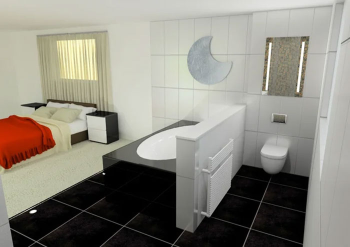 Baño y dormitorio integrados, ejemplo de interiorismo impráctico según diseñador.
