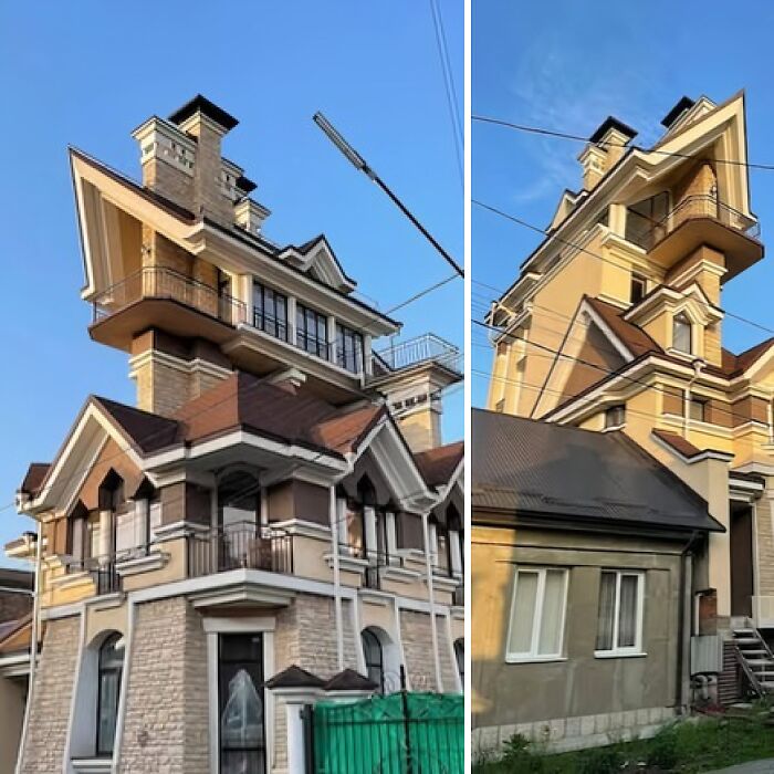 Edificio con diseño inusual y muchos tejados, ejemplo de arquitectos fracasados en un grupo de Facebook.