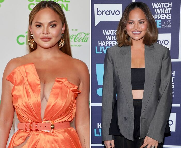 Celebridad con implantes de pecho en fotos de antes y después mostrando el cambio tras quitárselos.