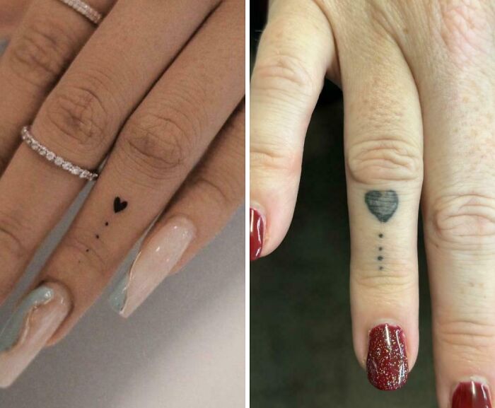 Tatuajes pequeños en dedos con diseños simples que fueron una mala elección para algunos usuarios.