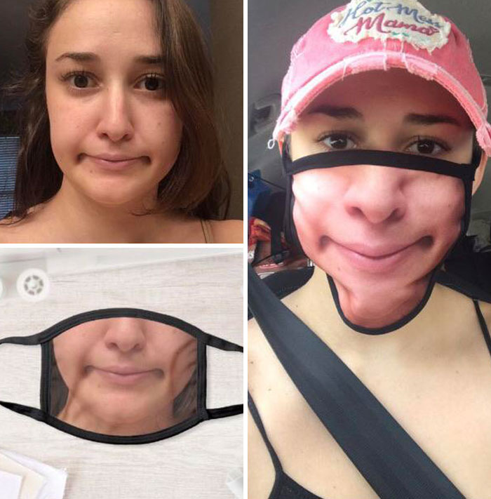 Collage con personas y mascarilla que muestran expresiones faciales divertidas y confusas, tema de personas con día peor.