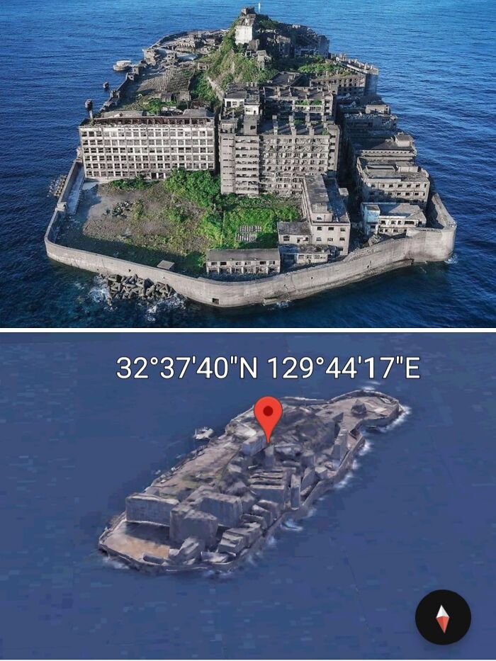 Isla misteriosa y abandonada vista en Google Earth con coordenadas, un lugar raro encontrado en exploración virtual.