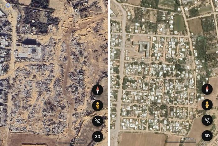Vista satelital de lugares misteriosos y raros encontrados en Google Earth mostrando zonas urbanas y terrenos devastados.