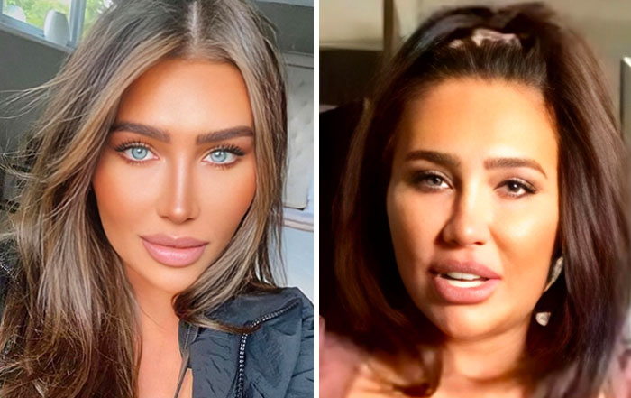 Comparación de mujer maquillada con filtro y sin filtro mostrando Instagram VS realidad y la verdad tras las fotos.