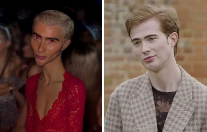 Hombre con filtro y maquillaje en Instagram comparado con foto natural mostrando la verdad tras fotos Instagram vs realidad.