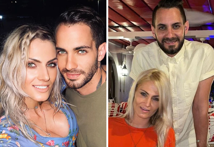 Pareja en dos fotos comparando Instagram vs realidad mostrando la verdad tras las fotos con expresiones diferentes.
