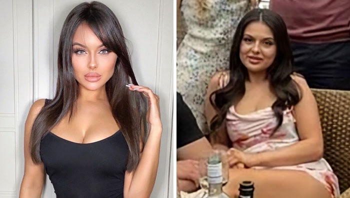 Mujer posando para foto ideal en Instagram y la misma mujer en una situación real mostrando la diferencia de realidad.