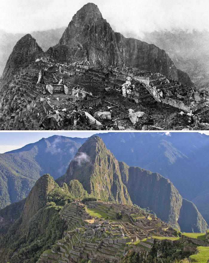 Fotos de antes y ahora de Machu Picchu mostrando el paso del tiempo en esta maravilla arqueológica histórica.