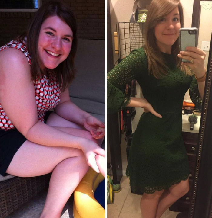 Antes y después de mujer mostrando pequeños cambios de apariencia que marcaron la diferencia para ella.