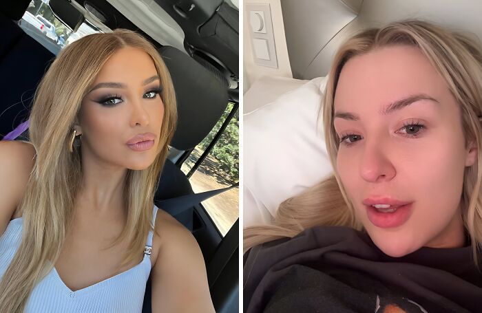 Celebridades mostrando su rostro con y sin maquillaje, revelando un aspecto natural y sorprendente.