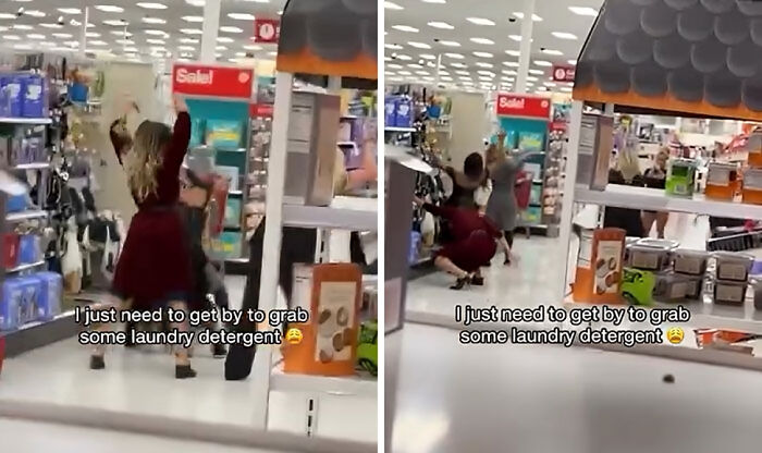 Influencers vergonzosos protagonizando una pelea en supermercado mientras intentan coger detergente sin sentido común ni moral.