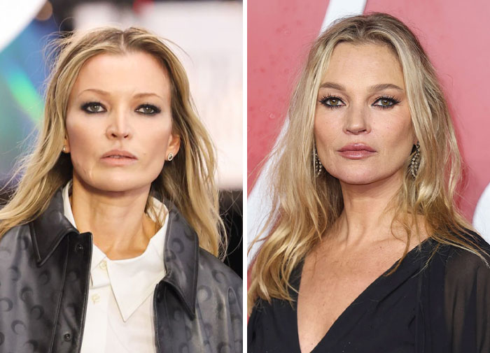 Dos celebridades rubias con expresión seria y maquillaje natural demostrando el parecido entre famosos en la imagen.