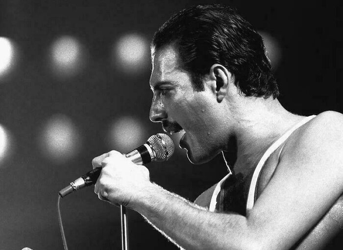 Cantante en concierto en blanco y negro, mostrando energía y pasión, ilustrando datos fascinantes sorprendentes.