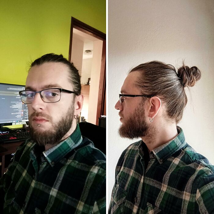 Hombre con gafas y barba en dos fotos, mostrando expresión seria, relacionado con personas que fueron rechazadas brutalmente.