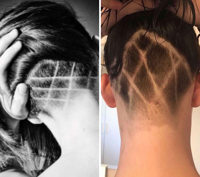 Personas con cortes de cabello fallidos y diseños erróneos que causan arrepentimiento tras salir del salón de belleza.