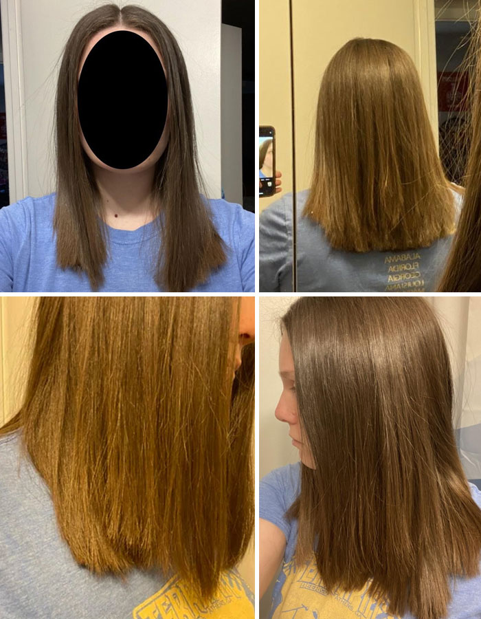Persona con corte de cabello irregular, mostrando resultado de salón de belleza que causó arrepentimiento y disgusto.