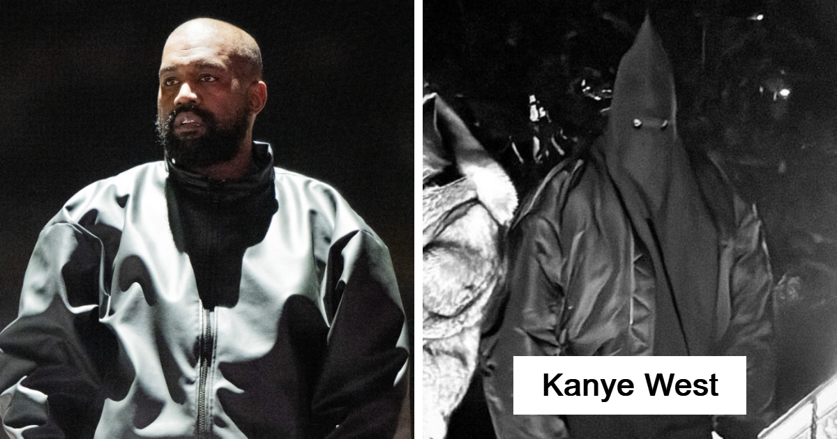 Kanye West en dos imu00e1genes contrastantes mostrando su cau00edda en desgracia entre celebridades famosas.