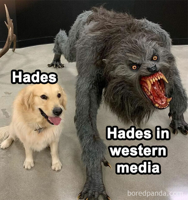 I Like Hades, He Is Just Chilling Around With His Wife And His Doggo