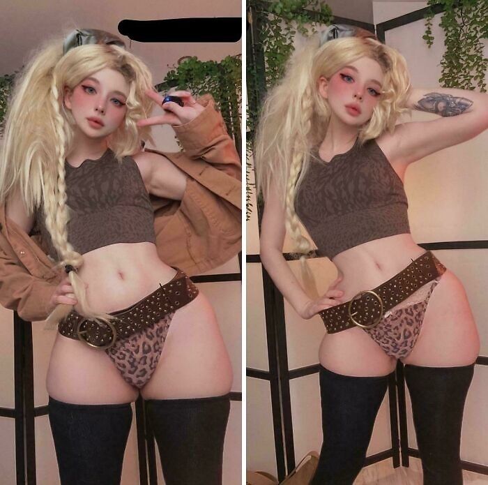 Joven con ropa de moda y maquillaje llamativo posando en interiores, mostrando momentos en los que Instagram colapsó.