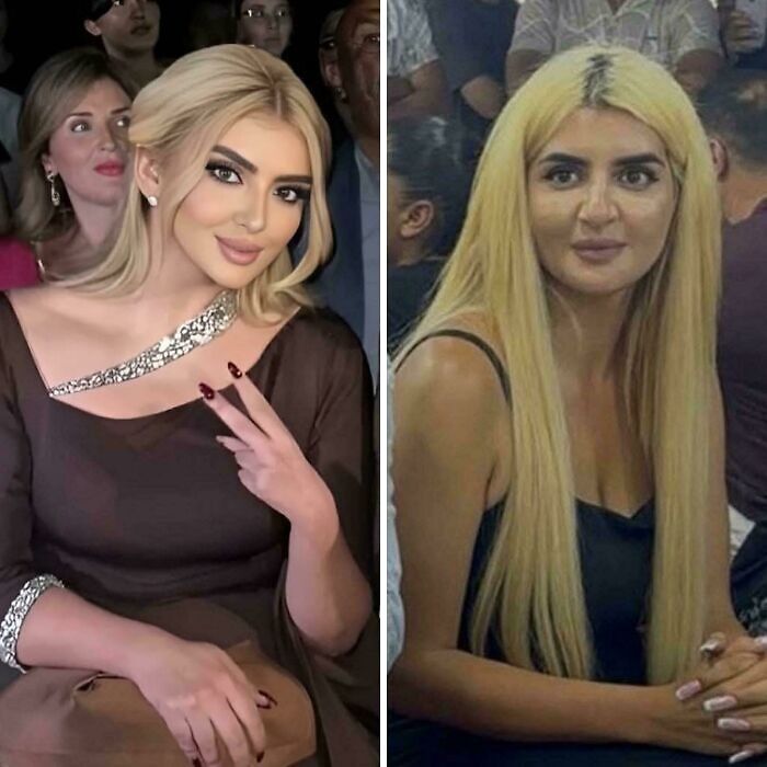 Comparación de personas fuera de la realidad con fotos falsas que buscan engañar a otros espectadores.