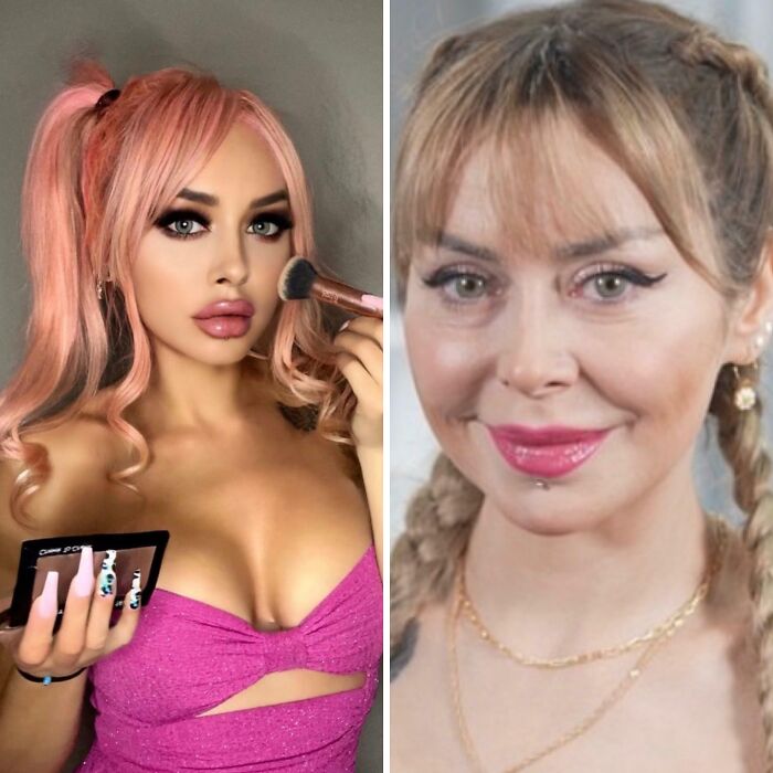 Personas fuera de la realidad posando con fotos falsas y editadas para intentar impresionar a otros.