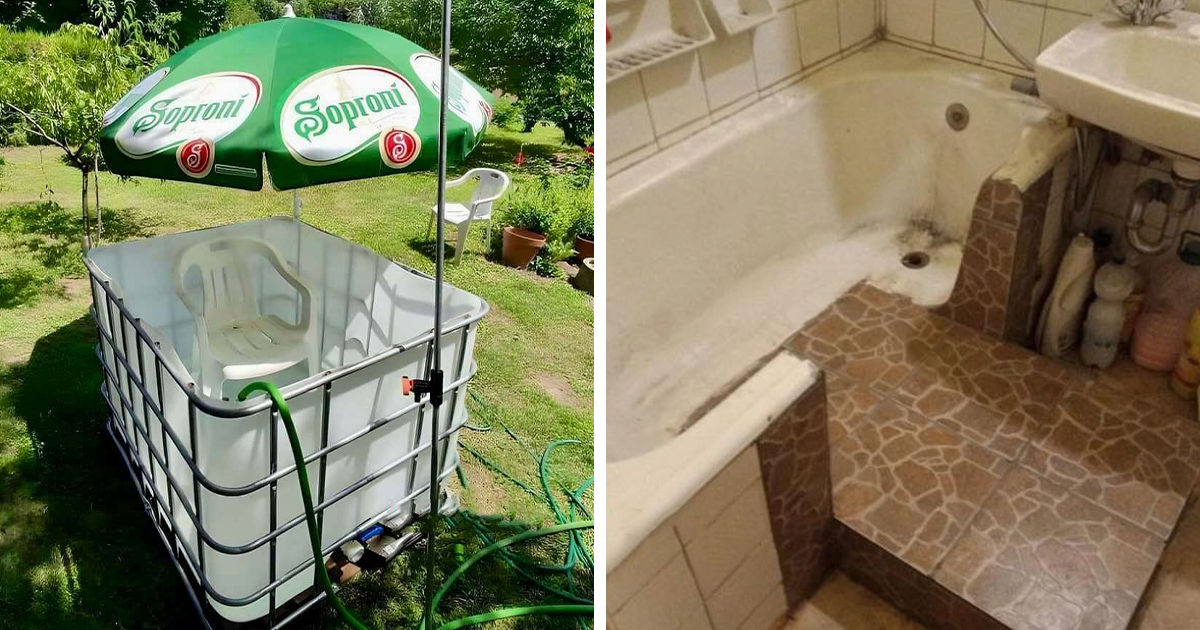 Divertidos fallos de construcciu00f3n con piscina improvisada en jardu00edn y bau00f1o con adaptaciu00f3n poco funcional.