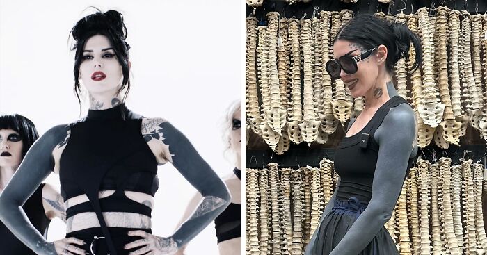 Kat Von D revela su transformación espectacular tras tatuarse el 80% de su cuerpo de negro