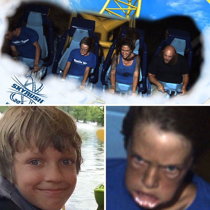 Personas con gran sentido del humor disfrutando y tomando fotos divertidas en parques de atracciones llenos de risas y diversión.