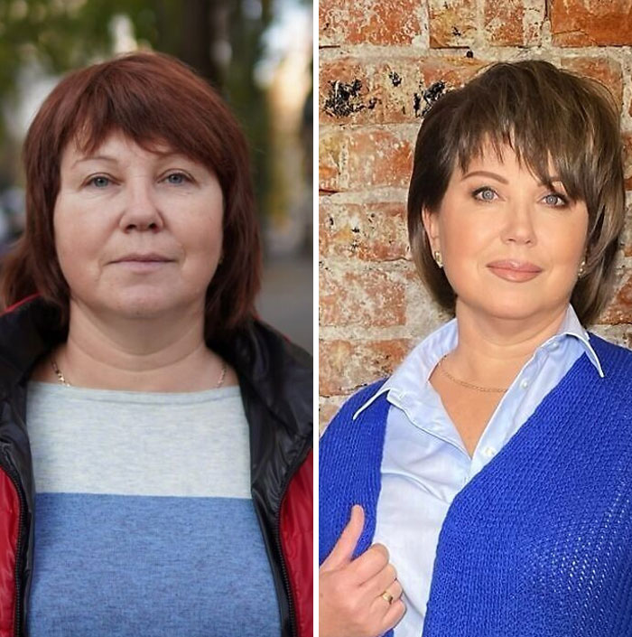 Transformación asombrosa de maquillaje mostrando el antes y después con estilo moderno y look renovado.