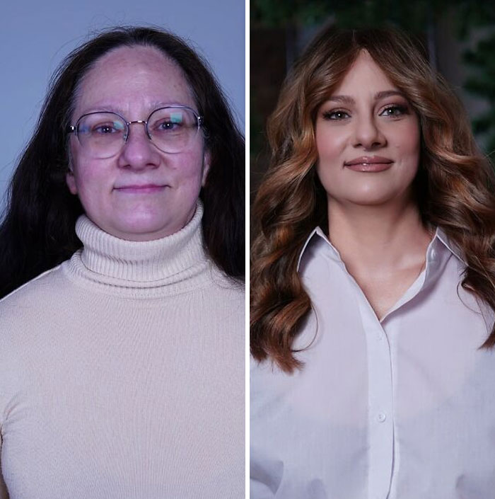Transformación asombrosa de maquillaje, antes y después, realizada por un estudio profesional en mujeres con estilos diferentes.