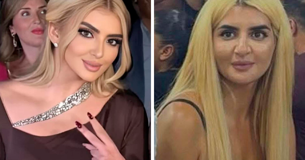 Comparaciu00f3n de dos mujeres rubias en redes sociales mostrando momentos que colapsaron bajo el peso de la realidad.