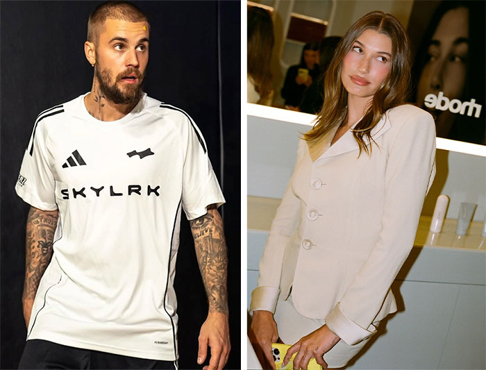 Hombre con camiseta blanca y mujer con traje beige posando, mostrando los costos ocultos de la fama para celebridades.