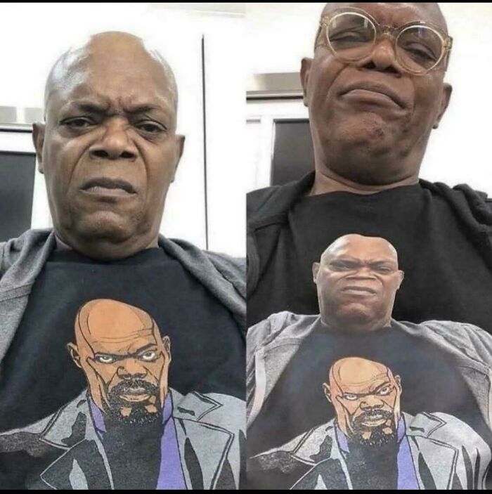 Hombre con camiseta divertida mostrando diseño de grupo online dedicado a fotos que causan risas y que impactan fuerte.