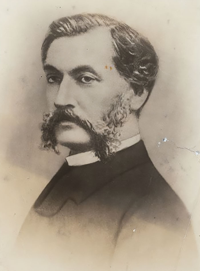 Retrato antiguo en blanco y negro de una figura pública desaparecida sin dejar rastro en el siglo XIX.