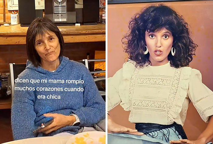 Madre sorprendiendo a sus hijos con fotos de su juventud, mostrando un cambio sorprendente y nostálgico.