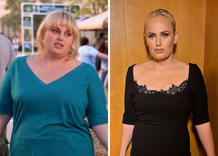 Actriz con transformación sorprendente mostrando cambio físico impactante en antes y después para estrellas.