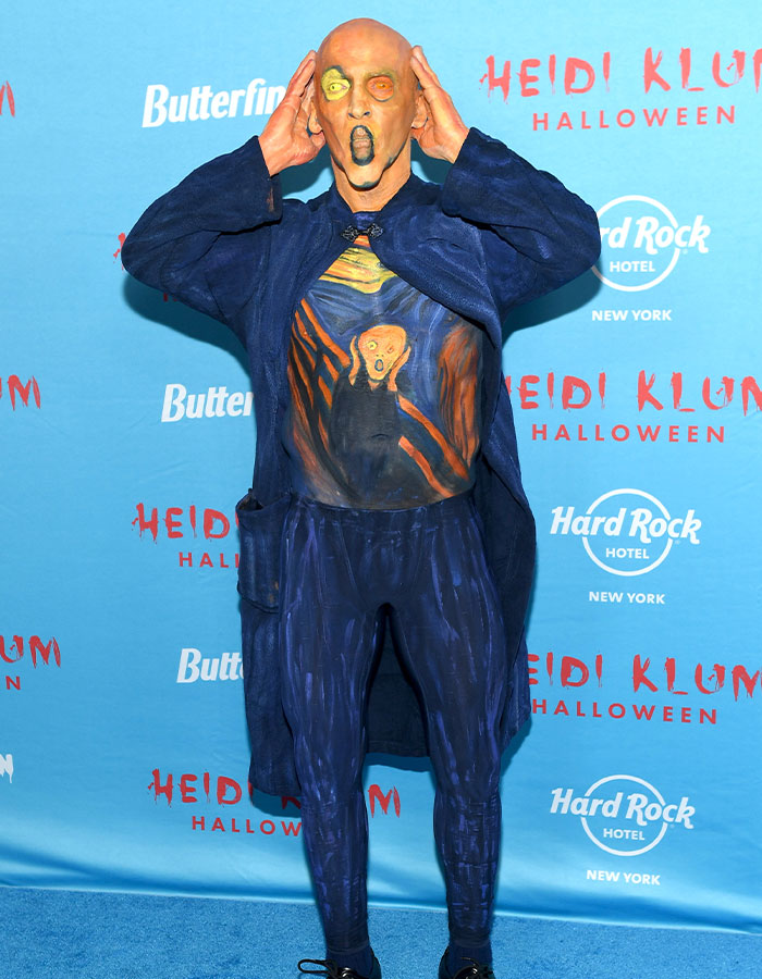 Disfraz de celebridad inspirado en El Grito para la fiesta de Halloween de Heidi Klum en 2025.