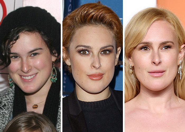 Comparación de estrellas en fotos de 2005, 2015 y 2025 mostrando cambios notables en su apariencia.