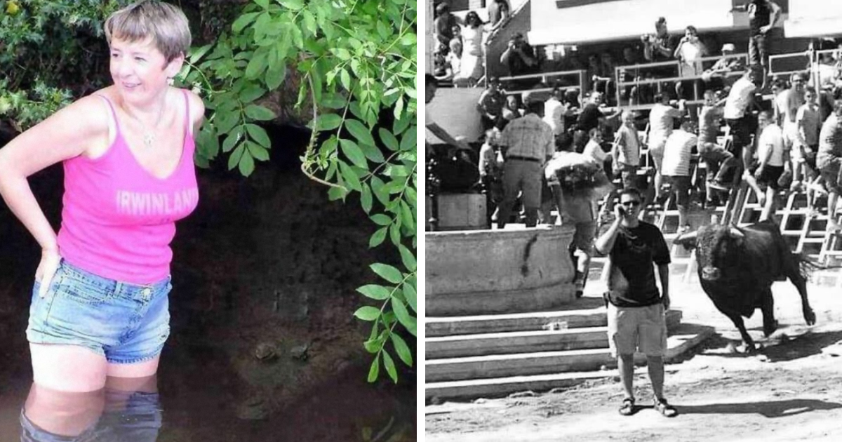 Mujer en agua y persona con toro detru00e1s momentos antes de un desastre inesperado captado en fotos impactantes.