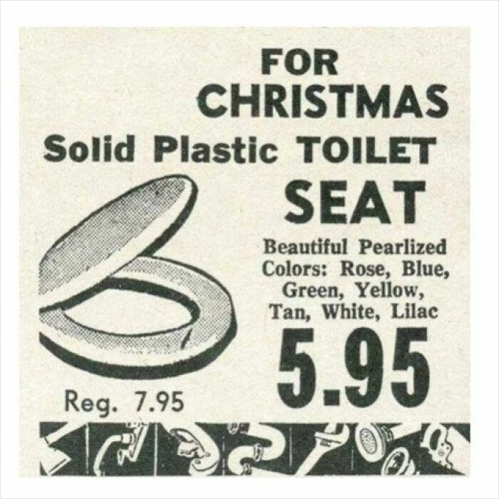 Asiento de inodoro vintage de plástico sólido en colores perlados, un producto antiguo que hoy parece extraño.